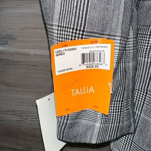 Tallia Men's Gray Plaid Slim-Fit Long-Sleeve Button-Front Suit Jacket Size 36R N - Picture 4 of 8